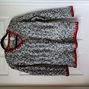 Vintage Medium Liz Claiborne black and white with red trim wool blend sweater